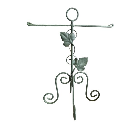 Decorative Green Metal Jewelry Holder Stand With Leaf Design - Picture 5 of 5